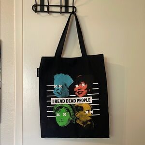 Black Tote Bag with Graphic Print